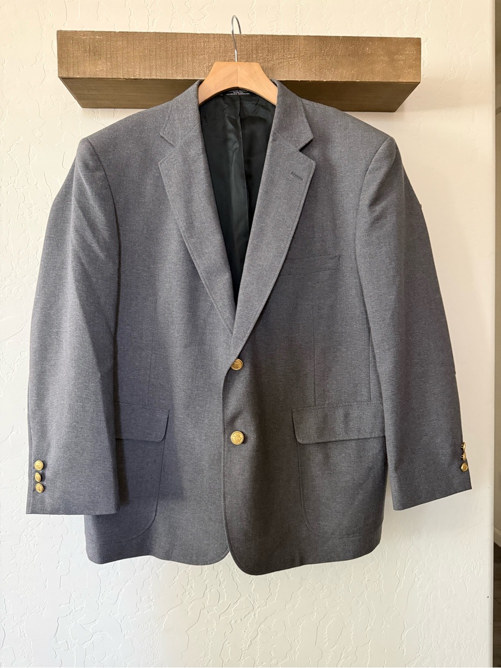 David Taylor|Men’s Gray Classic Blazer with Gold Buttons•••Classy Style